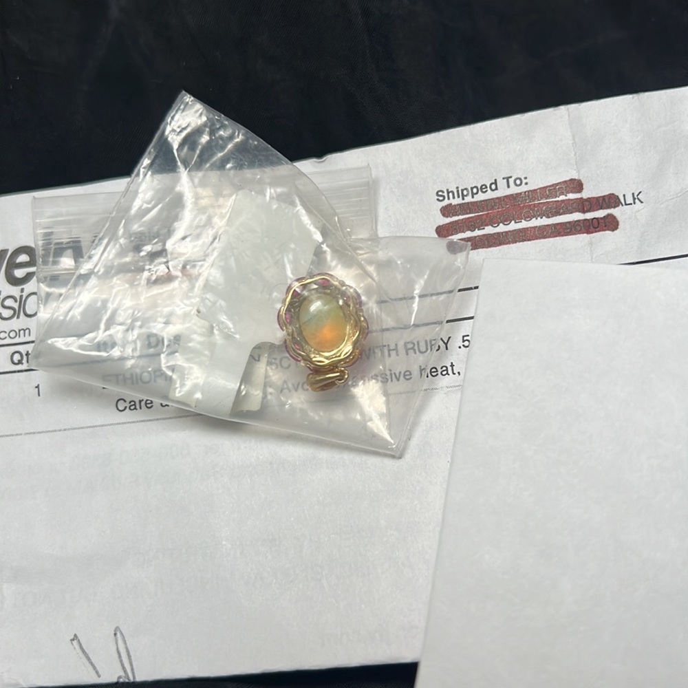Gold Opal pendant 1.15 carat Opal w/ Ruby .55 CTW yellow 10k gold new gift idea - Picture 4 of 6
